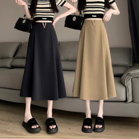 BY11405# 大码女装春夏新款西装半身裙纯色时尚百搭中长款伞裙子 服裝批發女裝批發服飾貨源