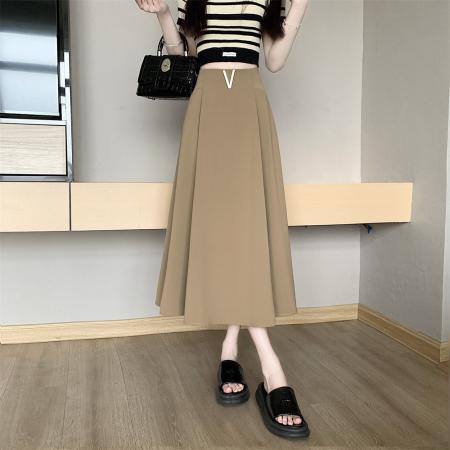 BY11405# 大码女装春夏新款西装半身裙纯色时尚百搭中长款伞裙子 服裝批發女裝批發服飾貨源