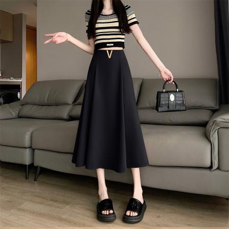 BY11405# 大码女装春夏新款西装半身裙纯色时尚百搭中长款伞裙子 服裝批發女裝批發服飾貨源