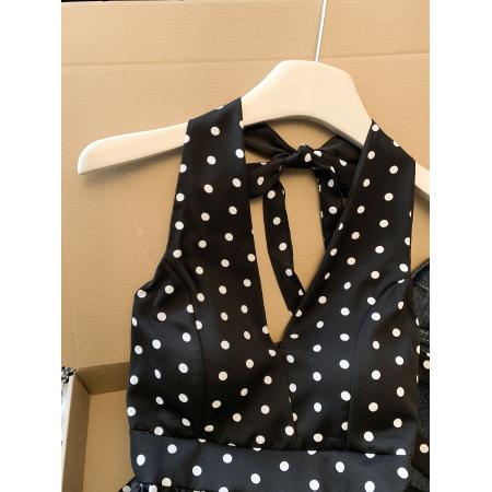 BY11424# 辣妹性感美背v领挂脖背心女夏季新款纯欲修身收腰花苞上衣  服裝批發女裝批發服飾貨源