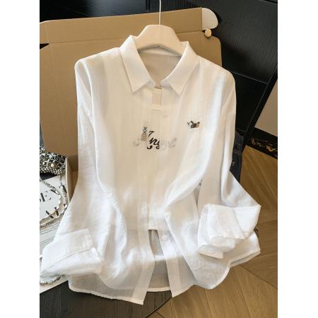 BY11425# 宽松慵懒衬衫女春夏新款chic空调外搭防晒叠穿两件套上衣  服裝批發女裝批發服飾貨源