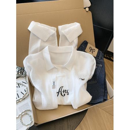 BY11425# 宽松慵懒衬衫女春夏新款chic空调外搭防晒叠穿两件套上衣  服裝批發女裝批發服飾貨源