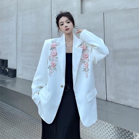 BY11433# 小众亮片立体绣花西装外套女高级感轻奢高定西服上衣  服裝批發女裝批發服飾貨源