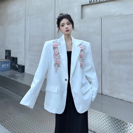 BY11433# 小众亮片立体绣花西装外套女高级感轻奢高定西服上衣  服裝批發女裝批發服飾貨源