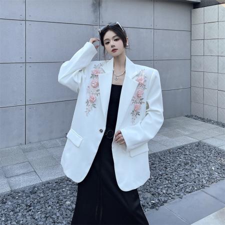 BY11433# 小众亮片立体绣花西装外套女高级感轻奢高定西服上衣  服裝批發女裝批發服飾貨源