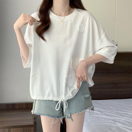 BY11434# 欧货大版宽松短袖T恤新款大码女装胖mm显瘦遮肚半袖上衣  服裝批發女裝批發服飾貨源