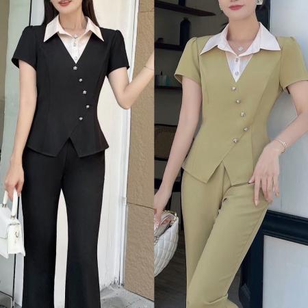 BY11519# 时尚套装两件套女神范高端气质修身显瘦减龄夏季新款职业套装  服裝批發女裝批發服飾貨源