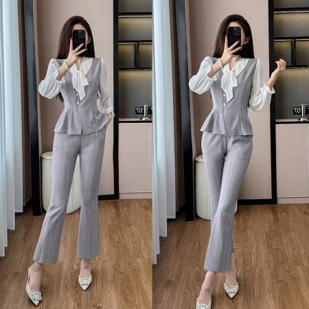 BY11520# 简约休闲范套装女新款秋季气质减龄高端贵夫人小香风两件套裤  服裝批發女裝批發服飾貨源