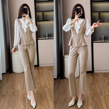 BY11520# 简约休闲范套装女新款秋季气质减龄高端贵夫人小香风两件套裤  服裝批發女裝批發服飾貨源