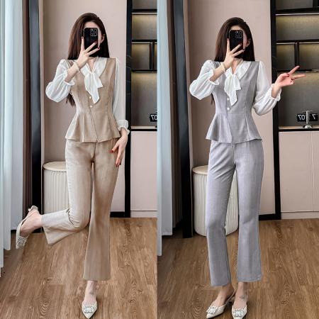 BY11520# 简约休闲范套装女新款秋季气质减龄高端贵夫人小香风两件套裤  服裝批發女裝批發服飾貨源