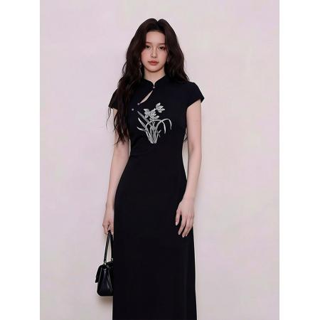 新中式轻国风改良旗袍女夏季新款独特掐腰修身连衣裙  服裝批發女裝批發服飾貨源