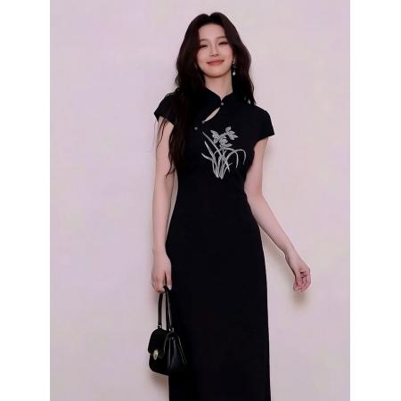 新中式轻国风改良旗袍女夏季新款独特掐腰修身连衣裙  服裝批發女裝批發服飾貨源