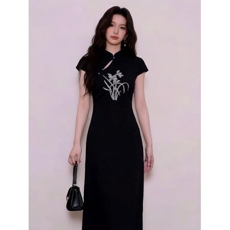 新中式轻国风改良旗袍女夏季新款独特掐腰修身连衣裙  服裝批發女裝批發服飾貨源