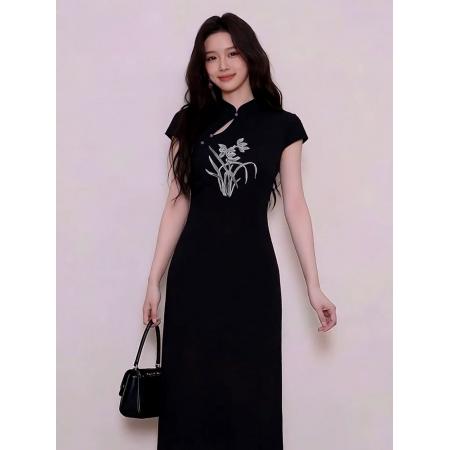 新中式轻国风改良旗袍女夏季新款独特掐腰修身连衣裙  服裝批發女裝批發服飾貨源