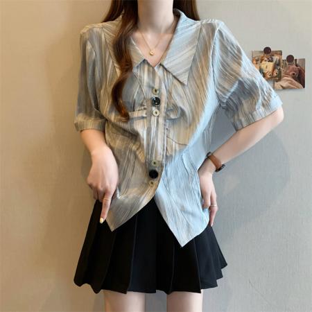 夏季短袖新款韩版胖mm显瘦衬衣女装上衣  服裝批發女裝批發服飾貨源