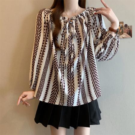 BY11538# 春季大码韩版宽松款娃娃衫衬衣九分袖套头款上衣女装  服裝批發女裝批發服飾貨源