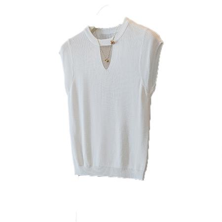 BY11549# 大码女装新款韩版高级感潮流心机领口设计感显瘦修身针织上衣  服裝批發女裝批發服飾貨源