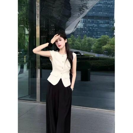 BY11552# 黑色小香风马甲背心女春夏季外穿薄款高端洋气小马夹无袖上衣  服裝批發女裝批發服飾貨源