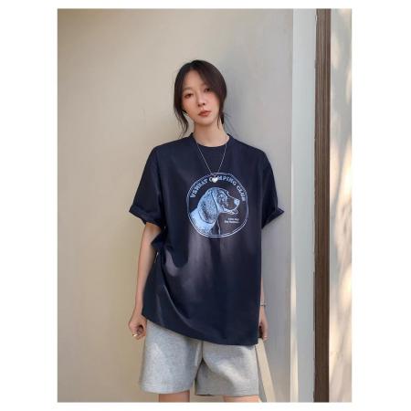 夏季新款ins风印花卡通圆领短袖T恤女韩系宽松半袖上衣服  服裝批發女裝批發服飾貨源