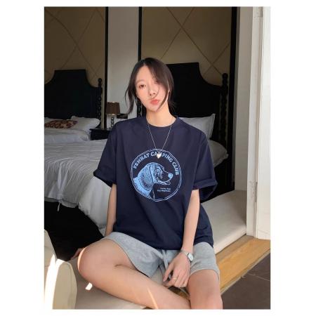 夏季新款ins风印花卡通圆领短袖T恤女韩系宽松半袖上衣服  服裝批發女裝批發服飾貨源