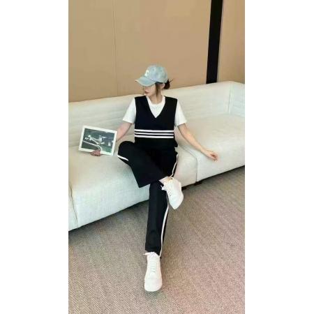 BY11608# 夏季新款小香风新款时尚显瘦休闲运动套装女宽松两件套装  服裝批發女裝批發服飾貨源