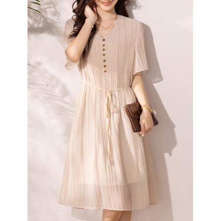 夏季连衣裙气质年轻时尚端庄大气洋气裙子女  服裝批發女裝批發服飾貨源