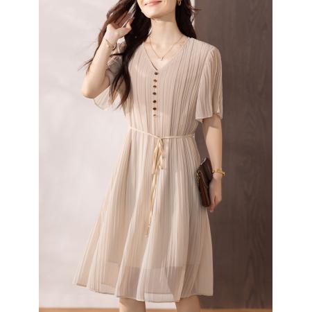 夏季连衣裙气质年轻时尚端庄大气洋气裙子女  服裝批發女裝批發服飾貨源