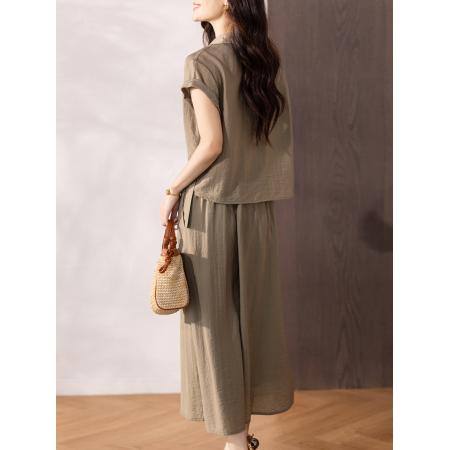 法式气质轻熟休闲套装女夏新款不规则衬衫  服裝批發女裝批發服飾貨源