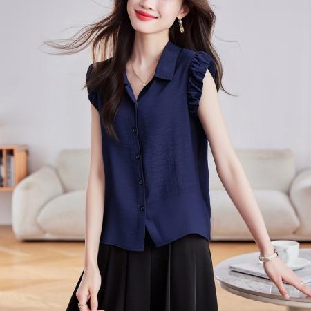 时尚减龄短袖衬衣女夏季新款小个子显瘦百搭上衣女  服裝批發女裝批發服飾貨源