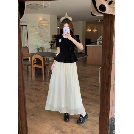 ～夏装搭配一整套大码收腰上衣半身裙子韩系温柔高级两件套装  服裝批發女裝批發服飾貨源