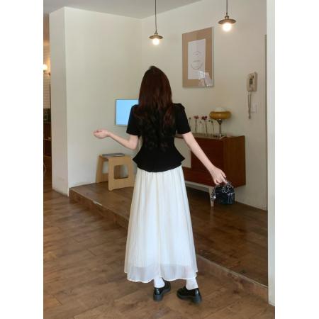 ～夏装搭配一整套大码收腰上衣半身裙子韩系温柔高级两件套装  服裝批發女裝批發服飾貨源