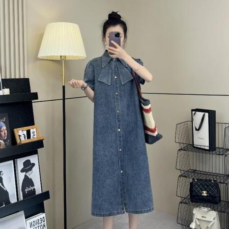 气质连衣裙翻领蝴蝶结宽松显瘦  服裝批發女裝批發服飾貨源