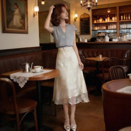 初夏穿搭气质一整套女装新款小个子大方得体裙子夏半身裙套装  服裝批發女裝批發服飾貨源