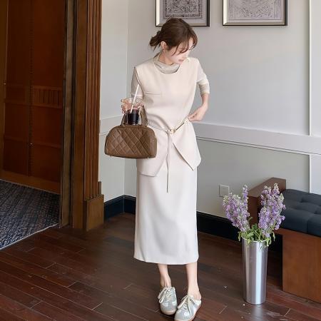 法式小香风套装裙女春季新款高级感轻熟御姐穿搭半身裙三件套  服裝批發女裝批發服飾貨源