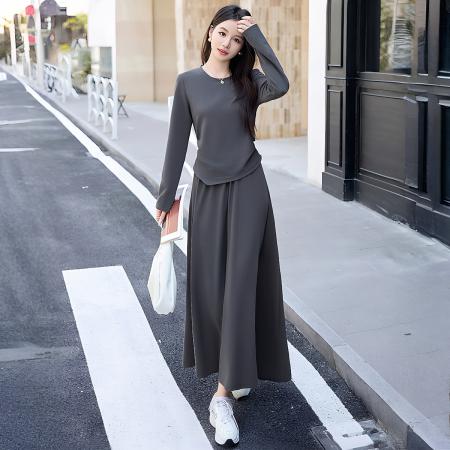 早春长袖法式休闲套装裙女新款气质收腰显瘦轻奢时尚两件套潮  服裝批發女裝批發服飾貨源