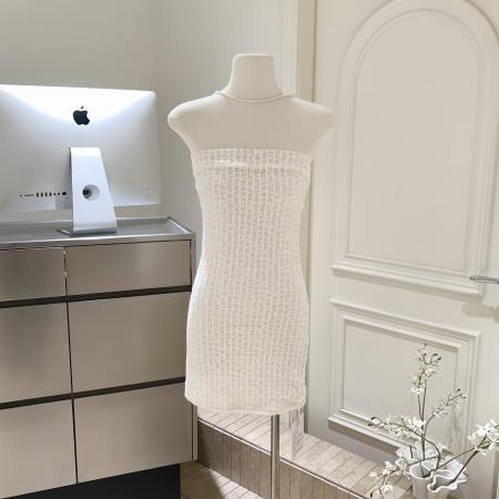 BY11688# 021ope原创氛围感约会连衣裙抹胸开衫套装收腰显瘦包臀裙温柔辣妹 服裝批發女裝批發服飾貨源