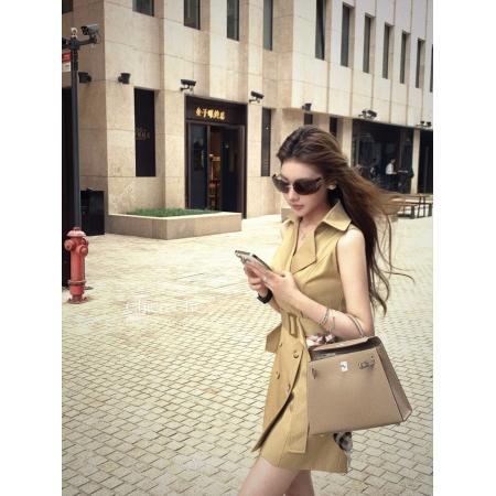 BY11689# 春夏无袖连衣裙女小个子翻领高级感高知得体重要场合漂亮裙子 服裝批發女裝批發服飾貨源