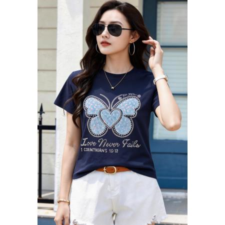 BY11700# 夏季女装新款正肩显瘦宽松短袖t恤女洋气设计感半袖圆领上衣 服裝批發女裝批發服飾貨源