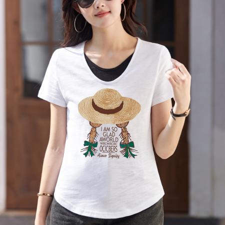 BY11701# 紫色正肩短袖女t恤夏新款美式宽松大码设计感小众显瘦修身上衣女 服裝批發女裝批發服飾貨源