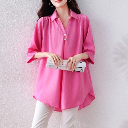 BY11702# 春夏新款时尚洋气胖MM显瘦衬衣气质遮肉大码女装上衣 服裝批發女裝批發服飾貨源