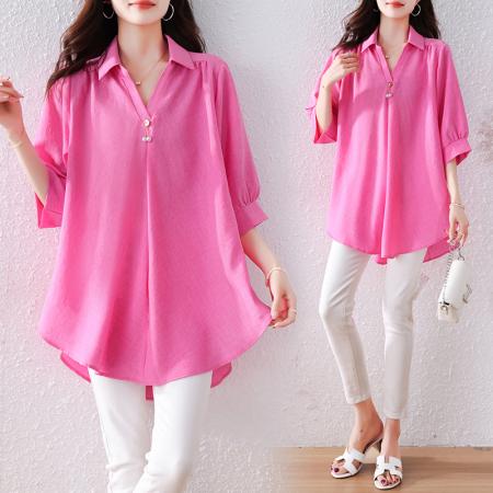 BY11702# 春夏新款时尚洋气胖MM显瘦衬衣气质遮肉大码女装上衣 服裝批發女裝批發服飾貨源