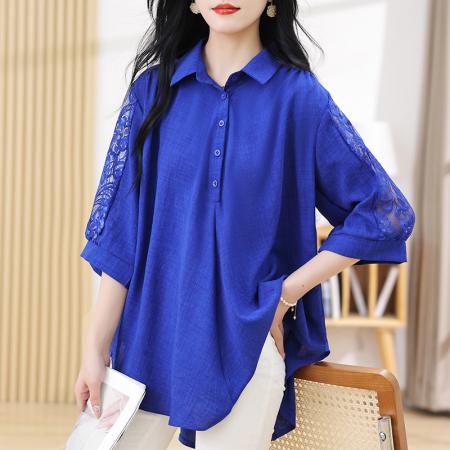 BY11703# 大码女装夏装新款纯色时尚百搭胖MM气质衬衫宽松遮肚显瘦小衫 服裝批發女裝批發服飾貨源