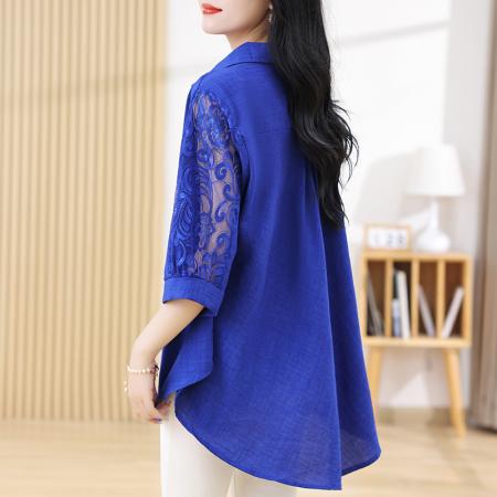 BY11703# 大码女装夏装新款纯色时尚百搭胖MM气质衬衫宽松遮肚显瘦小衫 服裝批發女裝批發服飾貨源