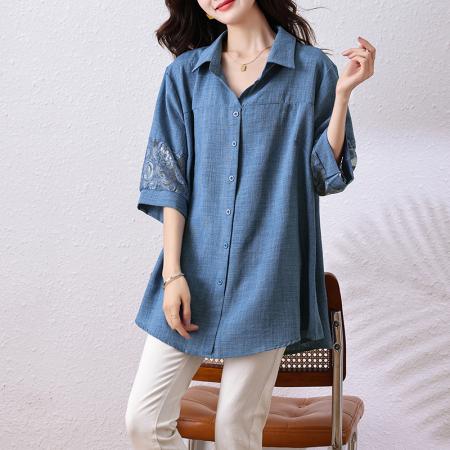 BY11704# 春夏新款洋气胖妹妹衬衣修身显瘦气质遮肉大码上衣 服裝批發女裝批發服飾貨源