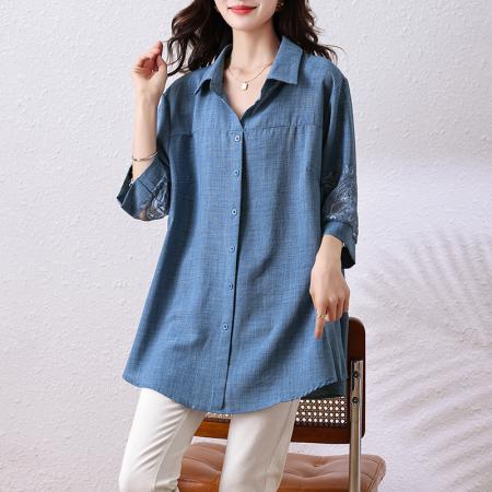 BY11704# 春夏新款洋气胖妹妹衬衣修身显瘦气质遮肉大码上衣 服裝批發女裝批發服飾貨源