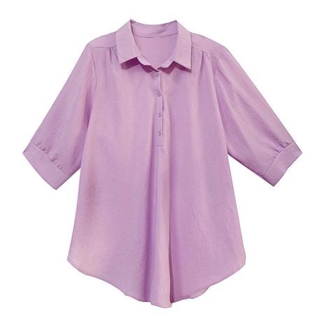 BY11705# 夏装新款时尚简约宽松型胖MM洋气衬衫气质显瘦大码上衣 服裝批發女裝批發服飾貨源