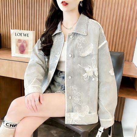 BY11706# 蕾丝刺绣拼接牛仔外套女春秋法式减龄浪漫复古流行超好看上衣夹克 服裝批發女裝批發服飾貨源