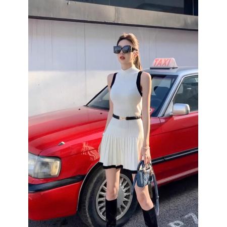 BY11707# 小香风针织连衣裙女修身背心裙法式连身裙套装气质短裙 服裝批發女裝批發服飾貨源