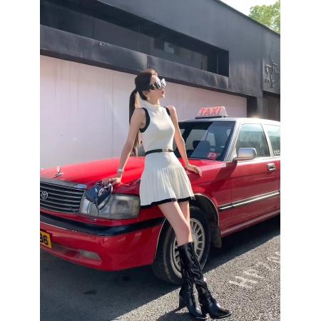 BY11707# 小香风针织连衣裙女修身背心裙法式连身裙套装气质短裙 服裝批發女裝批發服飾貨源