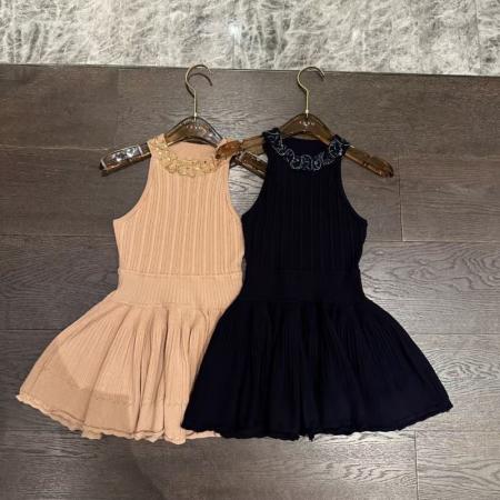 BY11711# 法式名媛御姐千金风无袖挂脖重工亮片串珠收腰背心针织礼服裙女 服裝批發女裝批發服飾貨源